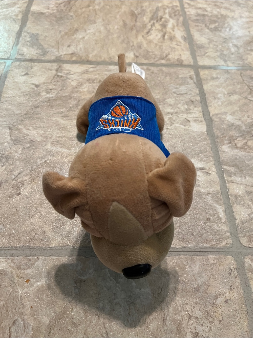 Brown Plush Toy with Blue Sports Jersey